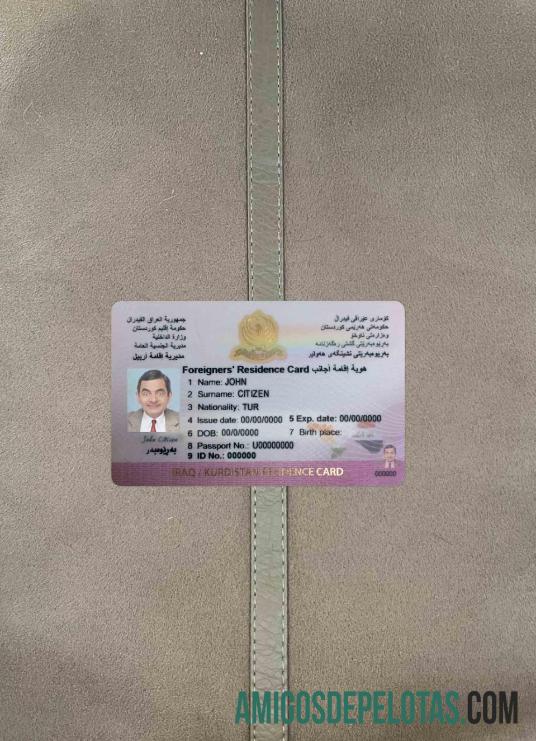 Cartão de residência no Iraque (Curdistão) Photolook FRONT amostra